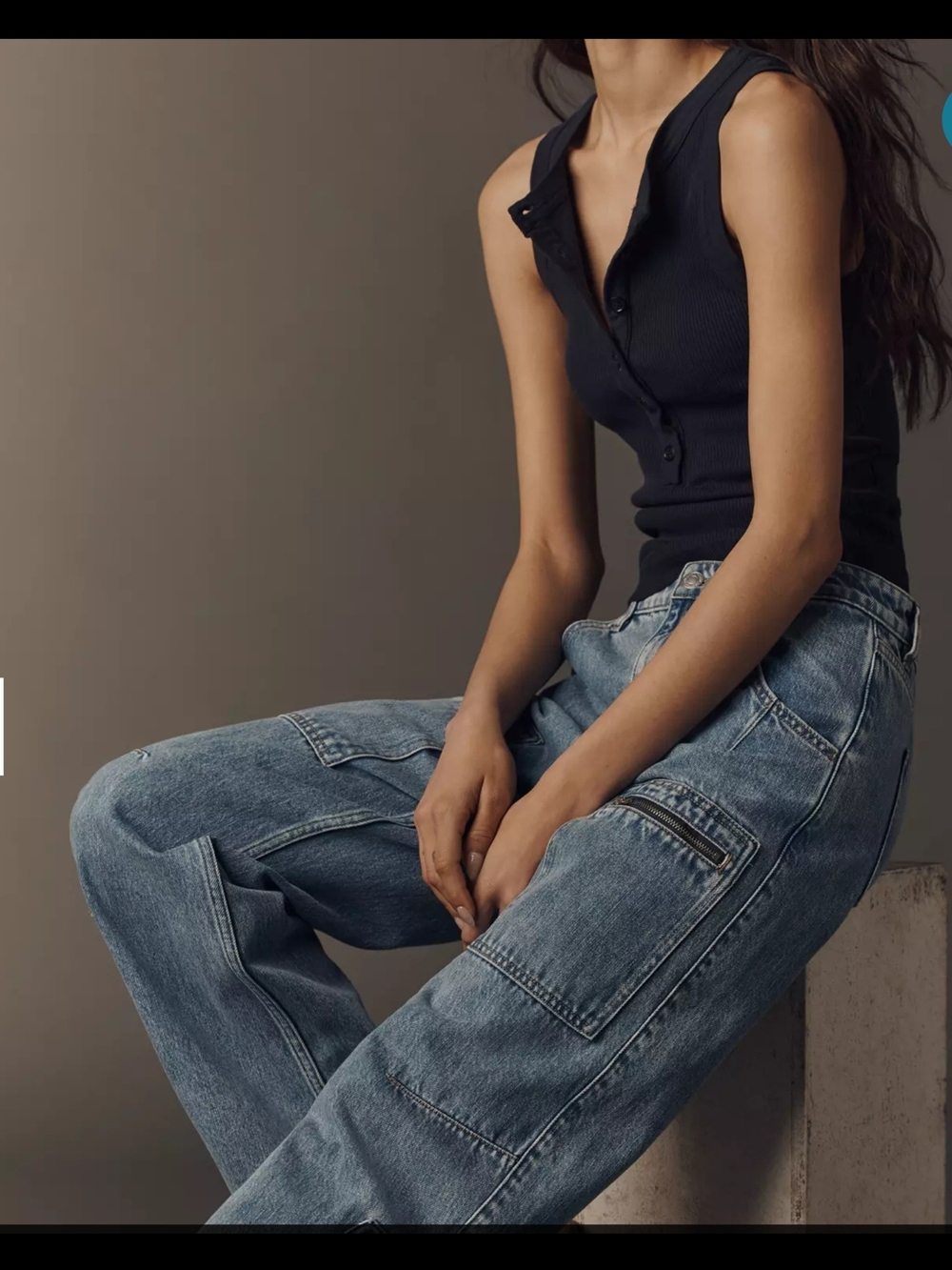 High-Rise Light Blue Women's Cargo Jeans